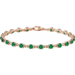 Raea Emerald Rose Gold 4 Claw Set Gemstone Bracelet