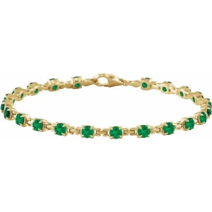 Raea Emerald Yellow Gold 4 Claw Set Gemstone Bracelet