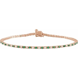 Raychel Emerald Rose Gold 4 Prong Gemstone Bracelet