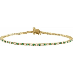 Raychel Emerald Yellow Gold 4 Prong Gemstone Bracelet