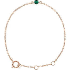 Racquel Emerald Rose Gold 4 Prong Gemstone Bracelet