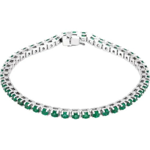 Resa 5.52 Carat Emerald Round cut 4 Prong  Gemstone Bracelet