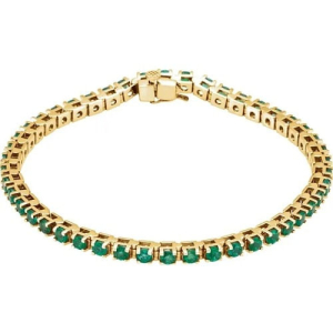 Resa Emerald Yellow Gold 4 Prong Gemstone Bracelet