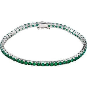 Reverie 7.20 Carat Emerald Round cut 4 Prong  Gemstone Bracelet