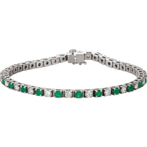 Royse 4.76 Carat Emerald Round cut 4 Prong  Diamond Tennis Bracelet