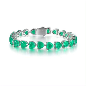 Romilly 15.00 Carat Emerald Heart cut 3 Prong  Gemstone Bracelet