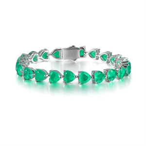 Romilly Emerald Yellow Gold 3 Prong Gemstone Bracelet