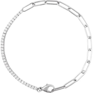 Stephania Lab-Created Silver 4 Prong Diamond Tennis Bracelet