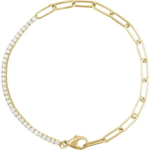 Stephania Lab-Created Yellow Gold 4 Prong Diamond Tennis Bracelet