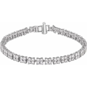 Sharlee Lab-Created Silver 4 Prong Diamond Tennis Bracelet