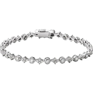 Stefany Lab-Created Silver 4 Prong Diamond Tennis Bracelet