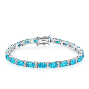Reynae 8.55 Carat Aquamarine Oval cut 4 Prong  Gemstone Bracelet
