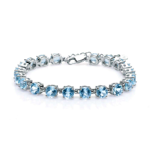 Roanna Aquamarine Yellow Gold 4 Prong Gemstone Bracelet