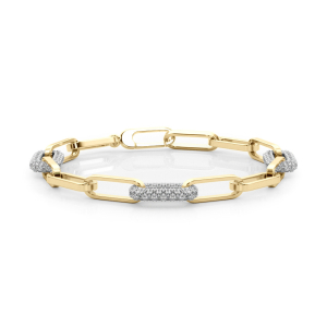 Satchel Natural Diamond Yellow Gold Prong Set Chain Bracelet