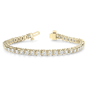 Palisha Natural Yellow Gold 4 Prong Diamond Tennis Bracelet