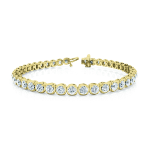 Roselie Natural Yellow Gold 4 Prong Diamond Tennis Bracelet
