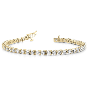 Reyna Natural Yellow Gold 3 Prong Diamond Tennis Bracelet