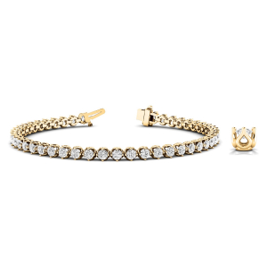 Roselee Natural Yellow Gold 4 Prong Diamond Tennis Bracelet