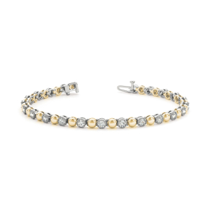 Prynne Natural Yellow Gold 4 Prong Diamond Tennis Bracelet