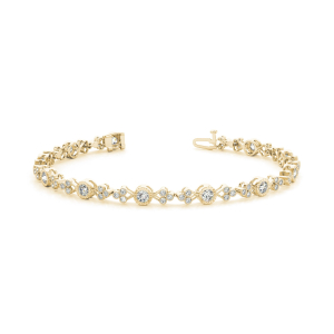 Rosanne Natural Yellow Gold Bezel Set Diamond Tennis Bracelet