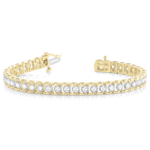 Perrie Natural Yellow Gold 4 Prong Diamond Tennis Bracelet