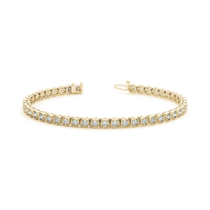 Pollie Natural Yellow Gold 4 Prong Diamond Tennis Bracelet