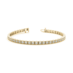 Peppi Natural Yellow Gold 4 Prong Diamond Tennis Bracelet