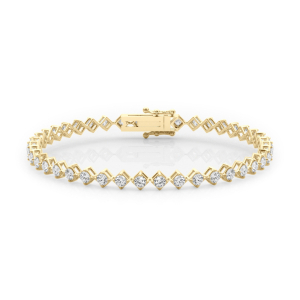 Rena Natural Yellow Gold 4 Prong Diamond Tennis Bracelet