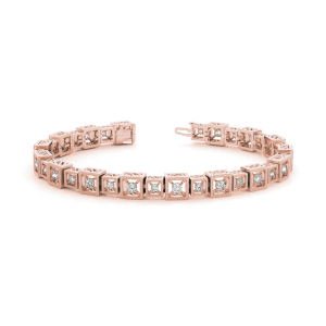 Raylyn Natural Rose Gold 4 Prong Diamond Tennis Bracelet
