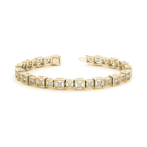 Raylyn Natural Yellow Gold 4 Prong Diamond Tennis Bracelet
