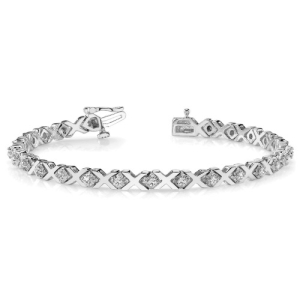 Papillon Natural White Gold XO Diamond Tennis Bracelet