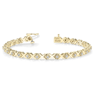 Papillon Natural Yellow Gold XO Diamond Tennis Bracelet