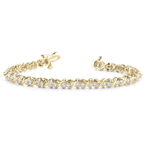 Rhylee Natural Yellow Gold XO Diamond Tennis Bracelet