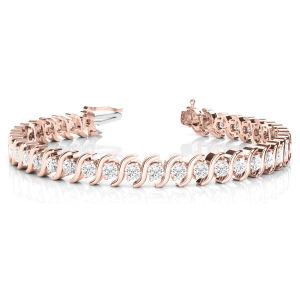 Prudie Natural Rose Gold S Link Diamond Tennis Bracelet