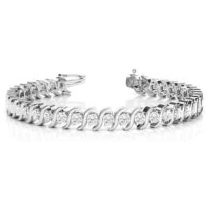 Prudie Natural Platinum S Link Diamond Tennis Bracelet