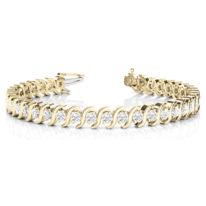 Prudie Natural Yellow Gold S Link Diamond Tennis Bracelet