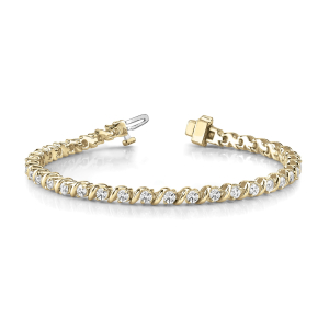 Prynne Natural Yellow Gold S Link Diamond Tennis Bracelet