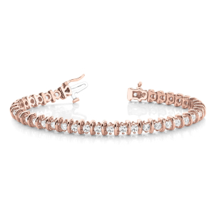 Rylie Natural Rose Gold Bar Set Diamond Tennis Bracelet