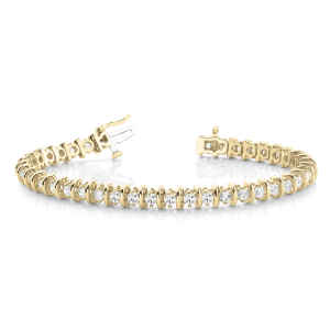 Rylie Natural Yellow Gold Bar Set Diamond Tennis Bracelet