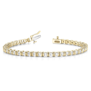 Rayanne Natural Yellow Gold Bar Set Diamond Tennis Bracelet
