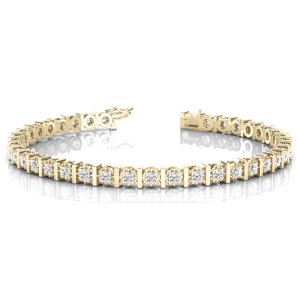 Passion Natural Yellow Gold Bar Set Diamond Tennis Bracelet