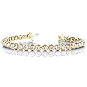 Rachel Natural Yellow Gold Bezel Set Diamond Tennis Bracelet