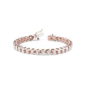 Rylee Natural Rose Gold Semi Bezel Diamond Tennis Bracelet