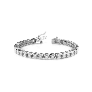 Rylee 1.00 - 10.00 Carat Natural Round cut Semi Bezel  Diamond Tennis Bracelet