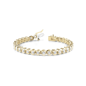 Rylee Natural Yellow Gold Semi Bezel Diamond Tennis Bracelet