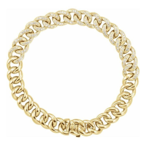 Sarrota Natural Diamond Yellow Gold Prong Set Chain Bracelet