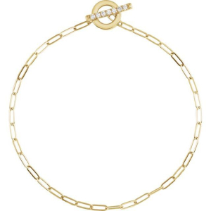 Shellee Natural Diamond Yellow Gold 4 Prong Chain Bracelet
