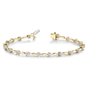 Ruth Natural Yellow Gold 3 Prong Diamond Tennis Bracelet