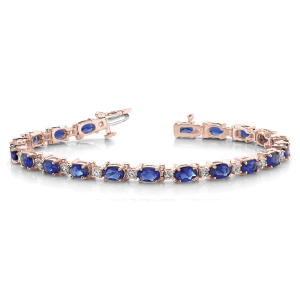 Prissy Blue Sapphire Rose Gold 4 Prong Gemstone Bracelet