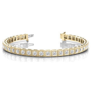 Rosie Natural Yellow Gold 4 Prong Diamond Tennis Bracelet